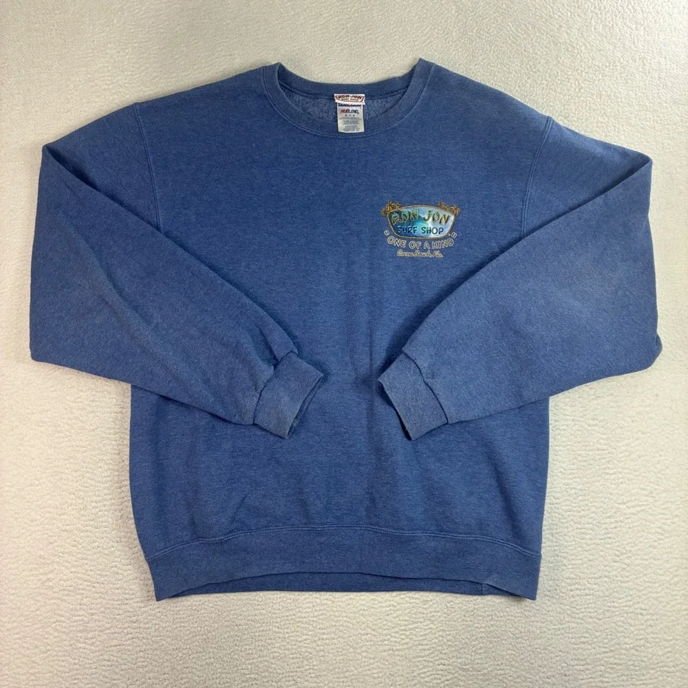 Ron Jon Surf Shop Crewneck Sweatshirt Men M Blue Cocoa Beach Florida Vintage Y2K